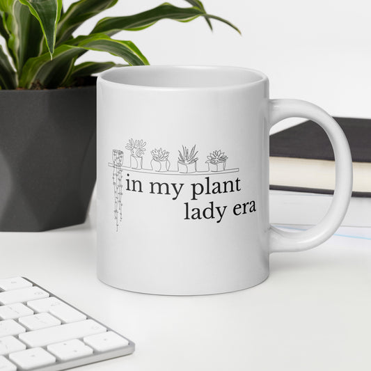 White Glossy Mug Plant Lady