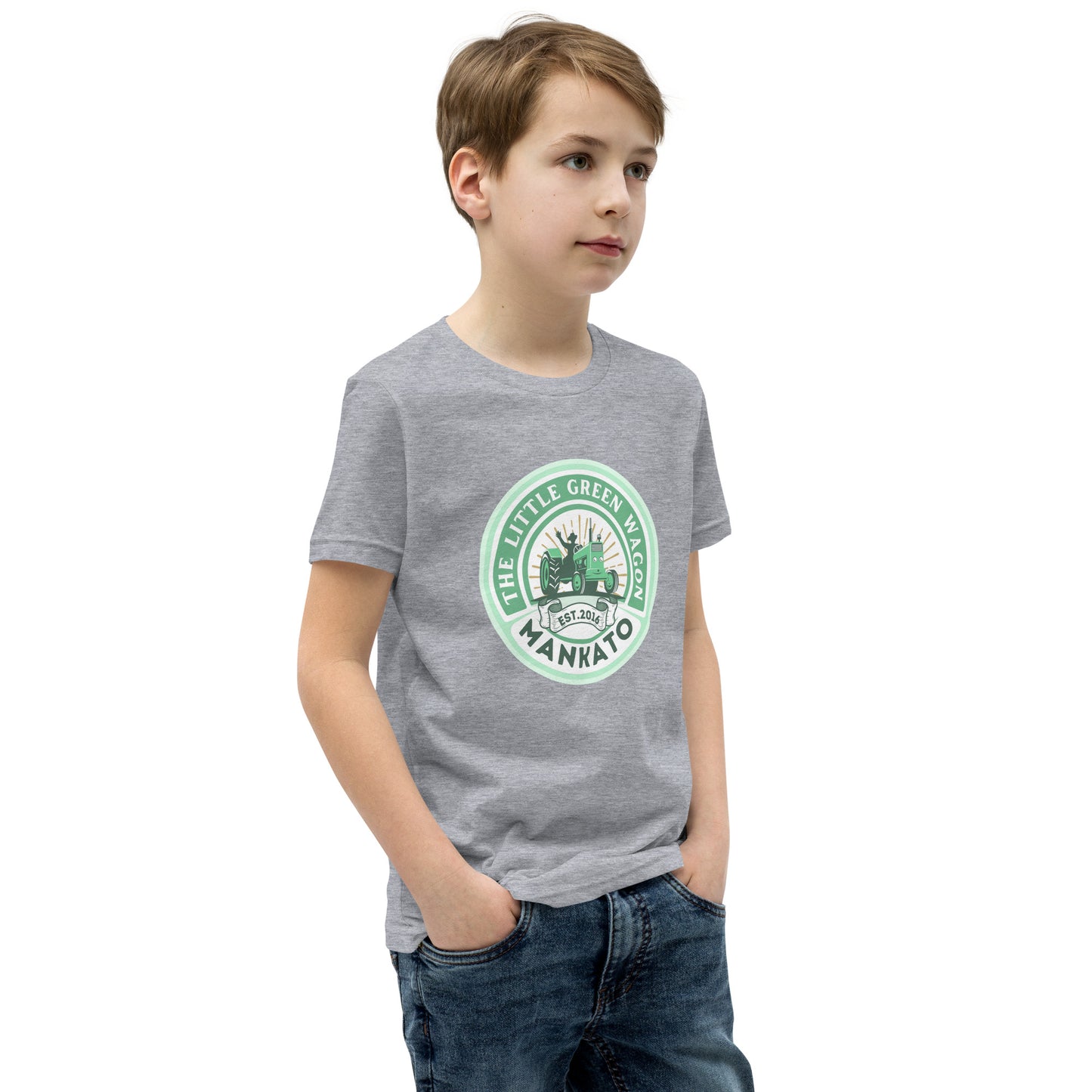 Youth Short Sleeve T-Shirt The Little Green Wagon Tractor