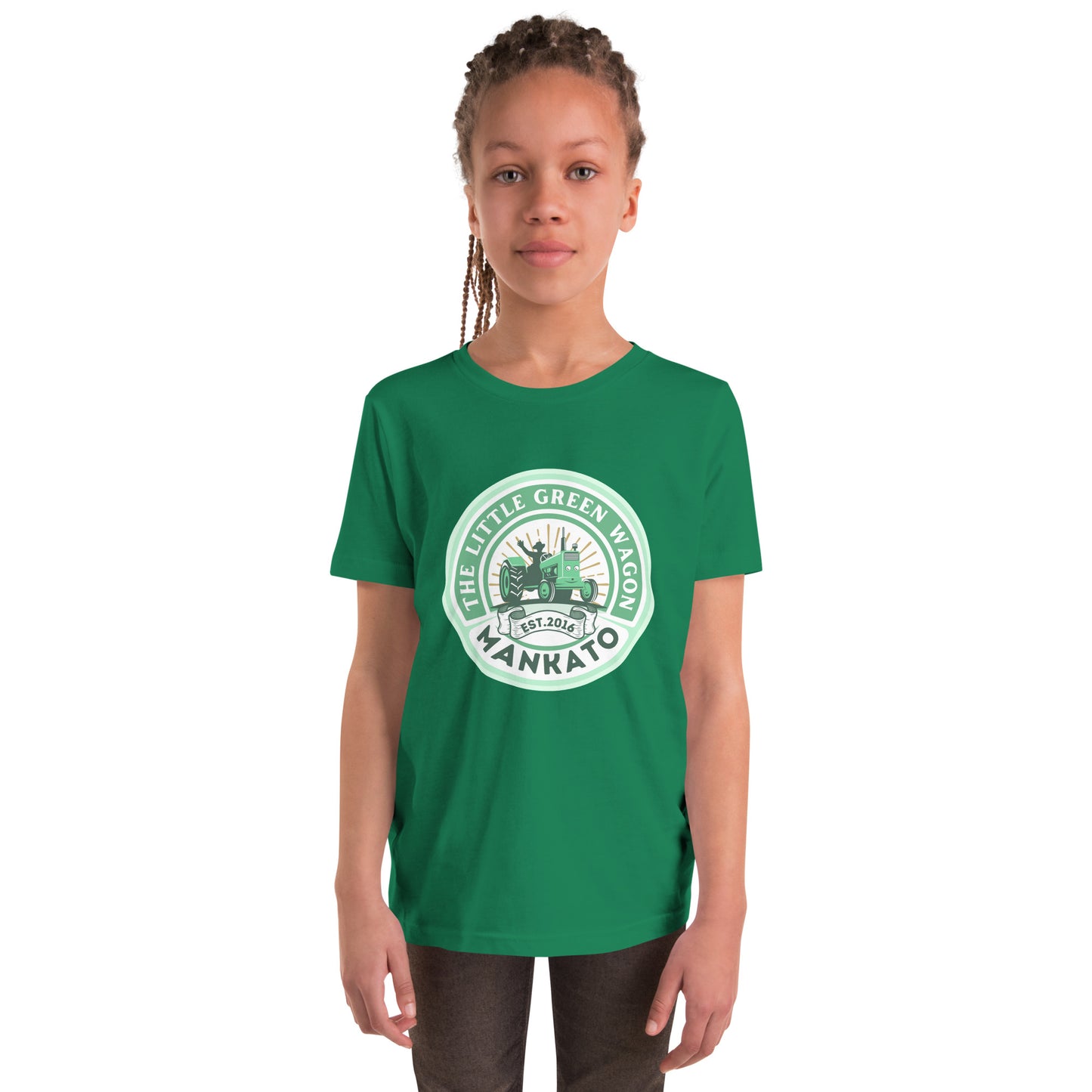 Youth Short Sleeve T-Shirt The Little Green Wagon Tractor